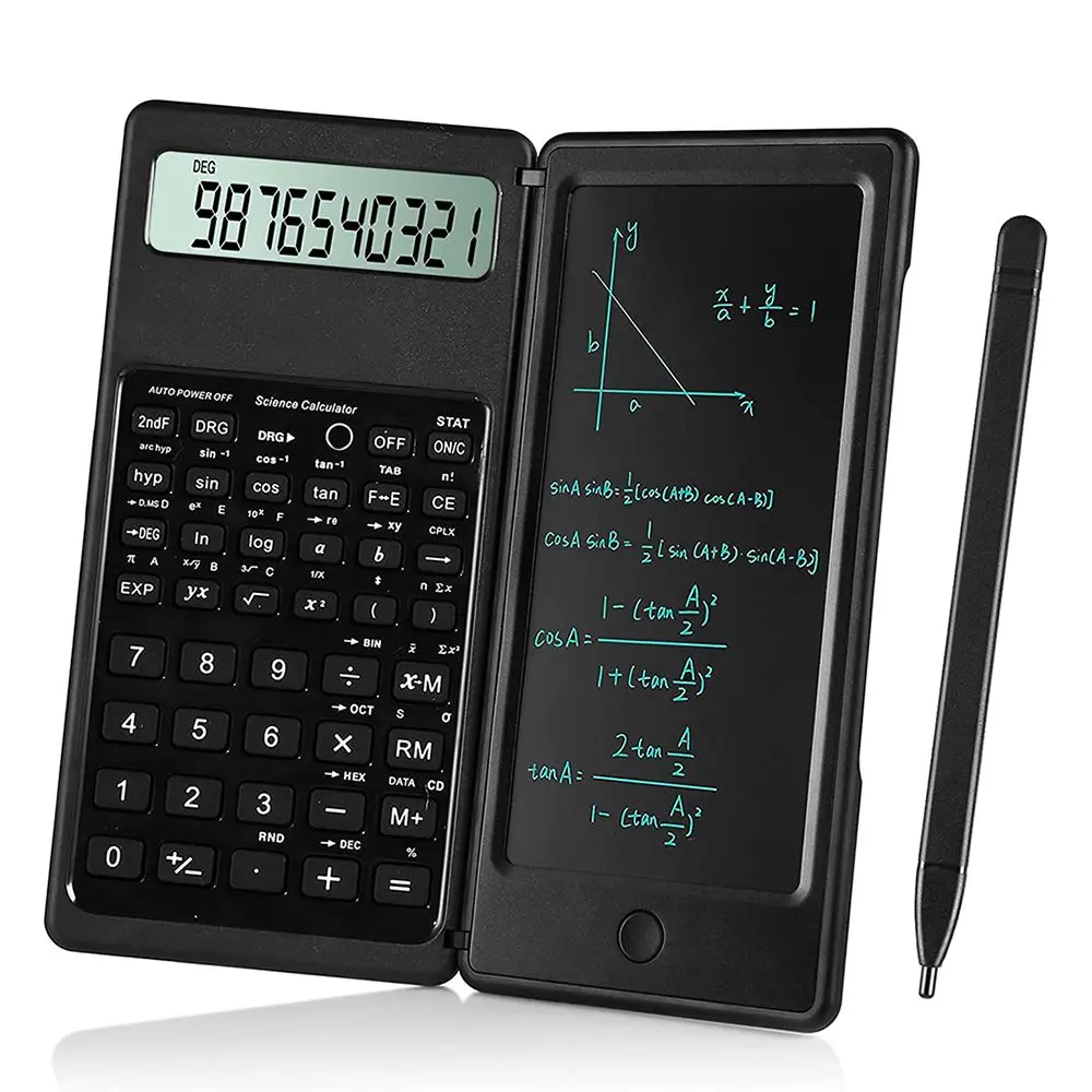 LCD Digital Drawing Pad Lock Function with an Erasable Writing Tablet 10-Digit Digital Large Display Foldable Desk Scientific Calculators
