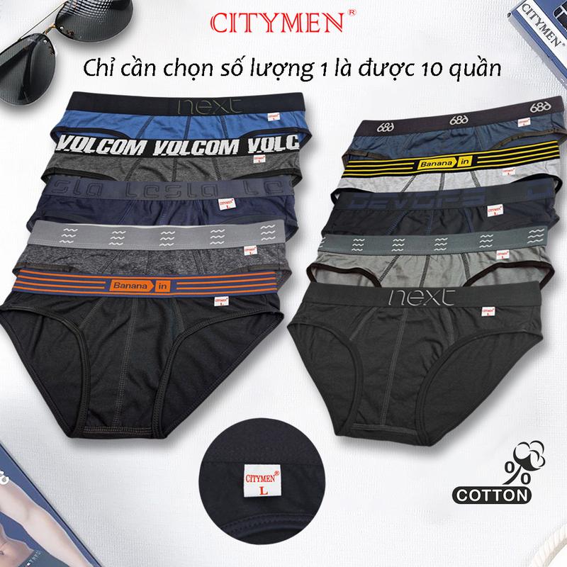 Combo 10 Quần Sịp Nam vải cotton, sịp nam tam giác nhiều lưng -- CITYMEN