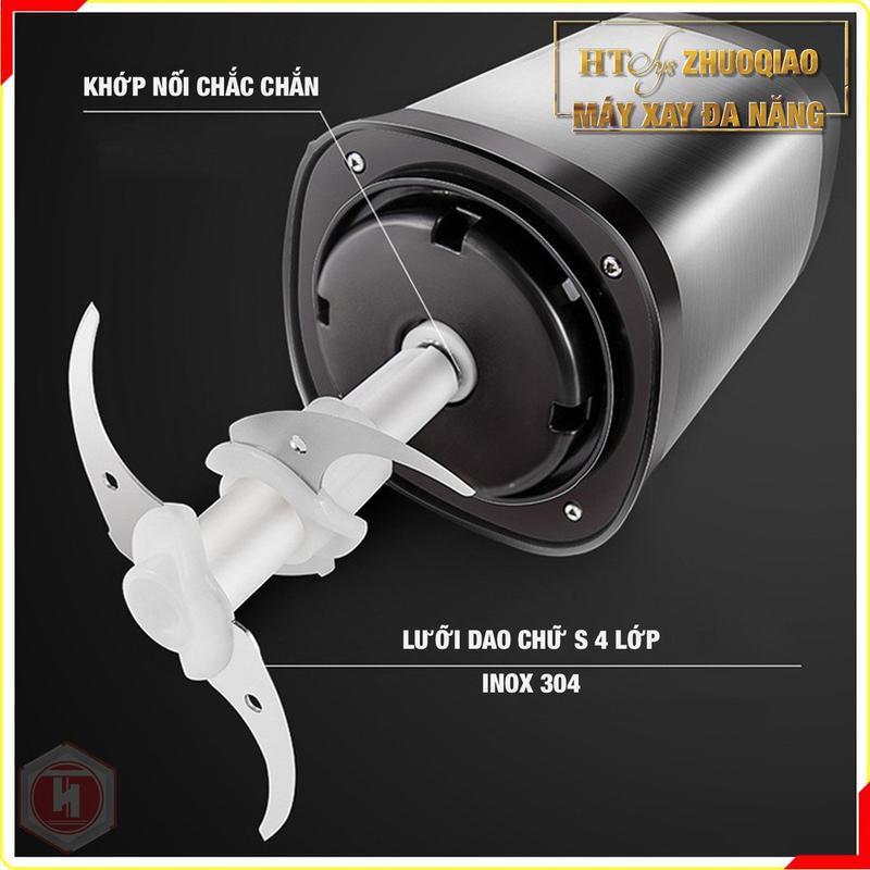 Máy Xay Thịt Đa Năng Cối 2L Inox 304,4 Lưỡi Dao Thép Không Gỉ,Say Sinh Tố Thịt, Cá, Rau Củ Hoa Quả 6