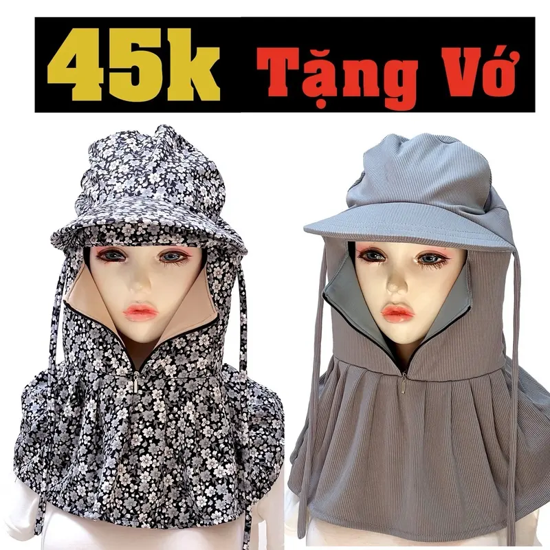 nón chống nắng khóa kéo giữa chất thun lạnh 4 chiều ATI 0
