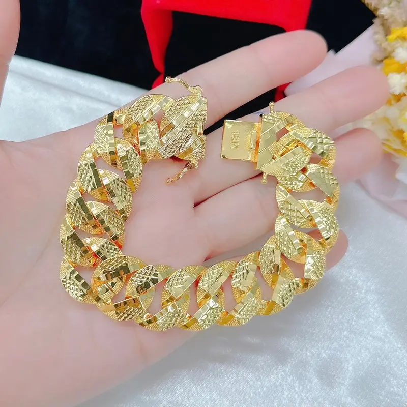 Lắc tay xích nam nữ khoá hộp dập 18k cao cấp 0