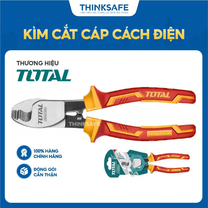 Kìm cắt cáp điện cách điện 1000V Total THTIP2761 kích thước 6 inch 160mm đầu kềm mạ đen đánh bóng bền tiện lợi