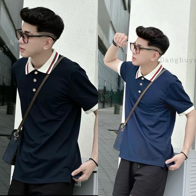 Áo Polo kẻ viền cổ dệt gân gai co dãn 4 chiều mát lạnh dành cho nam nữ fom unisex 0
