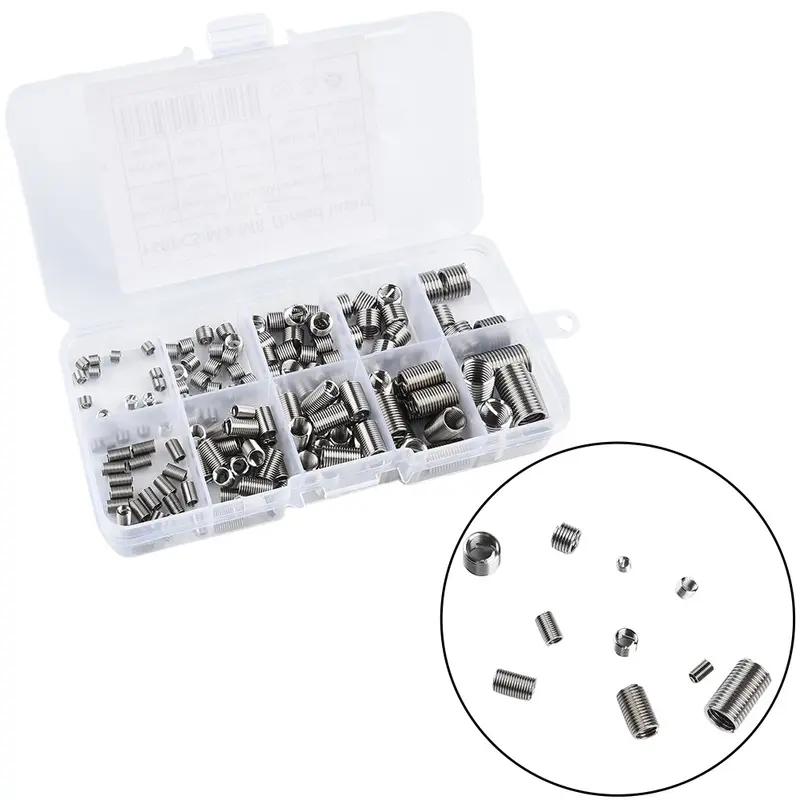 Chèn ren, 150 chiếc, thép không gỉ, xoắn ốc, có sẵn trong các kích cỡ M3, M5, M6, M8, bộ dụng cụ phục hồi ren, thích hợp cho nhôm và magiê, chống mài mòn 3