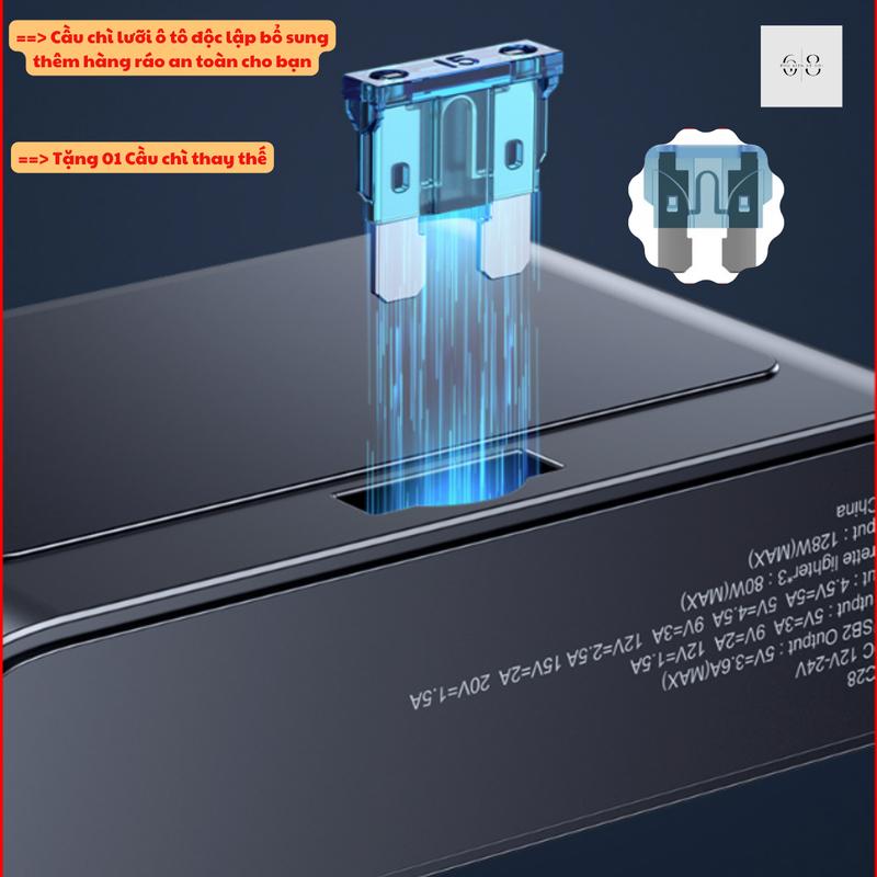 Product Introduction of Tẩu Sạc Ô Tô PKXH68 Mở Rộng 3 Cổng Tẩu Sạc Ô Tô Có Cổng Sạc Nhanh PD Và QC3.0 2 Cổng USB - Công Suất 127W (Max) Phụ Kiện 7