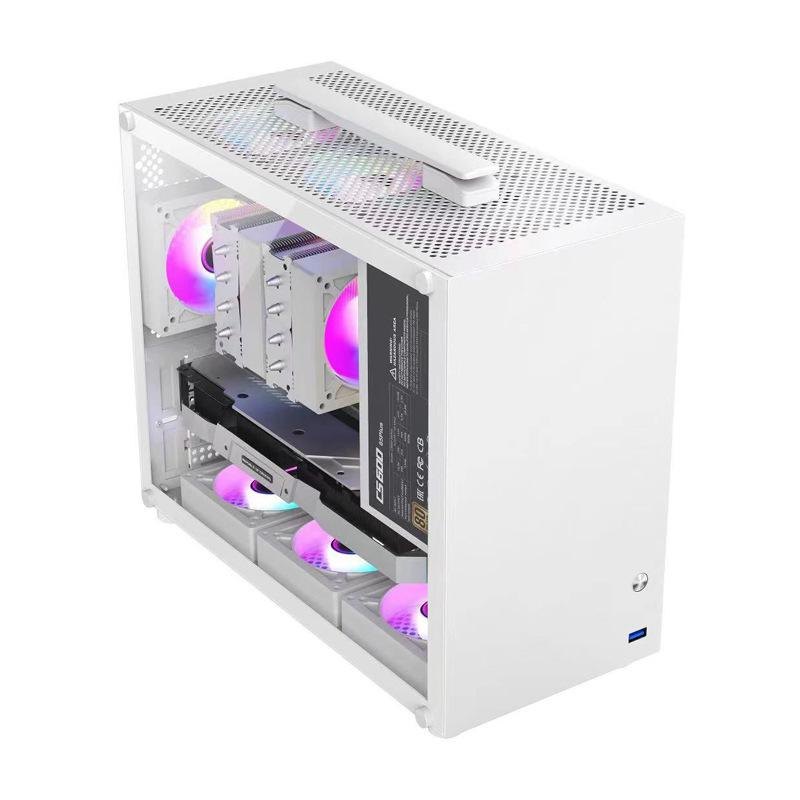 New Mini Convenient Portable Small Chassis MATX E-Sports Desktop Small Chassis Tempered Glass Side Transparent 6