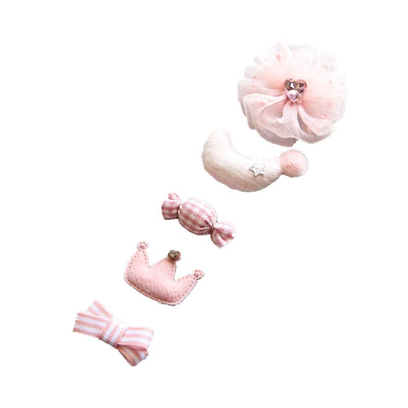 Product Introduction of Korean hand-made baby hairpin edge clip Baby hair clip Children's headdress hairpin Princess hairpin five-piece set 2