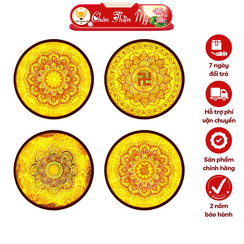 Đèn Hào Quang Phật Chuyển Động 3D In Tranh Trúc Chỉ CHÂN THIỆN MỸ Treo Tường Trang Trí Bàn Thờ Gia Tiên CTCC-02 Decor Decor Phòng