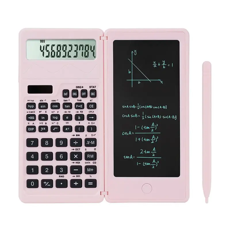 Solar Science Calculator, 1 Count Portable Multifunctional 3 in 1 Calculator, Reusable Draft Board For Students Office School 0