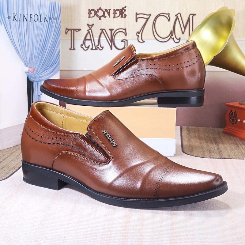 Giày nam tăng chiều cao 7cm  giày nam đẹp 2025 chính hãng HT.NeO giày tây công sở cao cấp gân nổi khỏe khoán mũi nhọn 2 màu  phong cách lịch lãm sang trọng