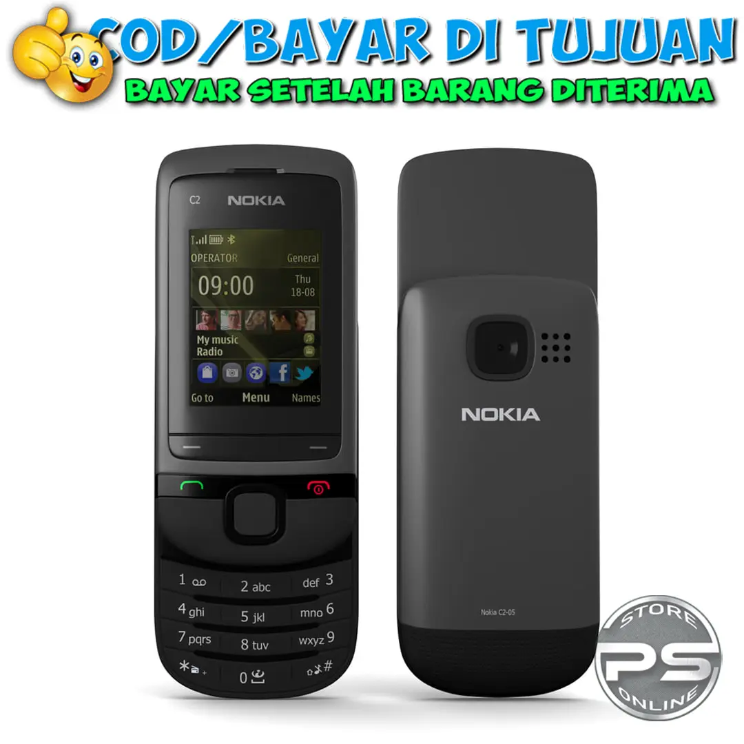 HP Nokia C2-05 Single Sim Sliding Jadul Fitur Lengkap