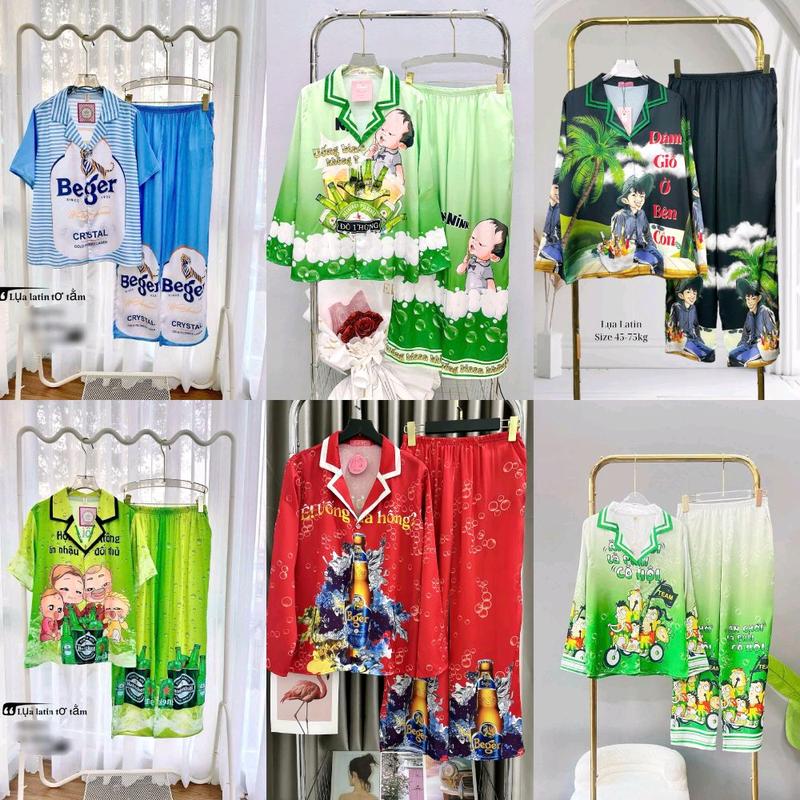 Đồ Bộ Ngủ Tb Pijama Mặc Nhà (2 Size), Chất Lụa, In Họa Tiết Tết, Có Tay Quần Dài, Size Thường Và Bigsize  (SEO) Thun Women Nhung Quần Ngủ yếm setdongu cute pijama đồ  bộ pijama  ladder