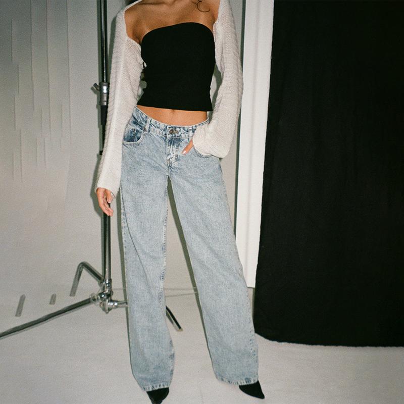 Product Introduction of Women Casual Low Rise Jeans Fashion Loose Straight Leg Denim Pants with Pockets for Summer Spring 51