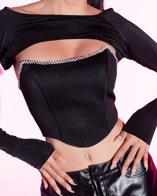  ÁO CROPTOP VIỀN ĐÁ A2593 LSEOUL 