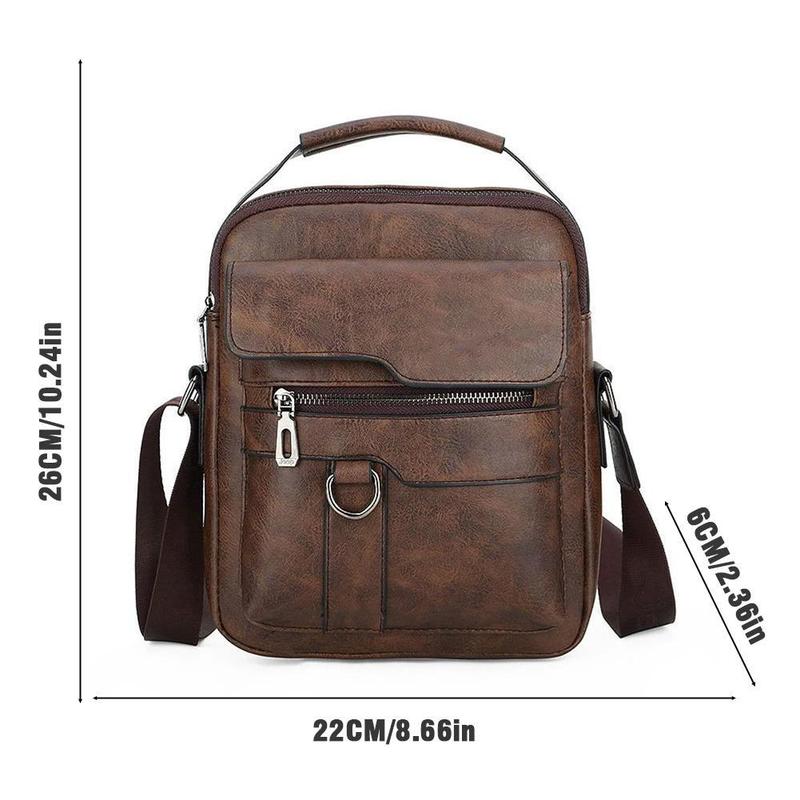 Product Introduction of Men's Messenger Bag Casual Vintage PU Leather Crossbody Handbag Adjustable Shoulder Strap Men's Briefcase Backpack 28