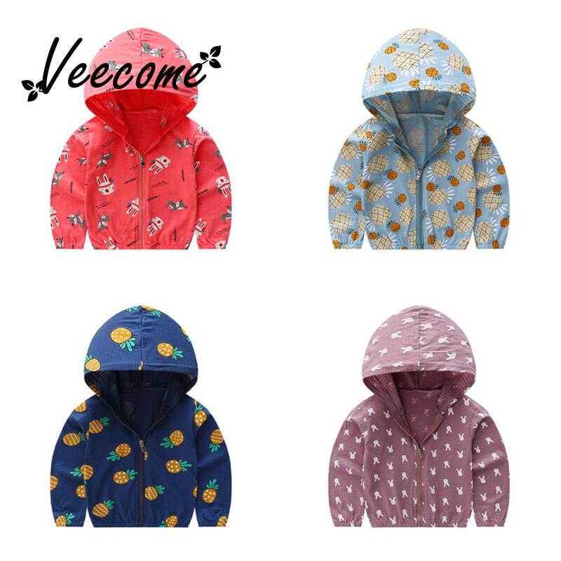 Kot pelindung matahari Veecome untuk kanak-kanak lelaki dan perempuan, pakaian kapas bertudung lengan panjang, pelindung matahari, jaket pelindung anti nyamuk bernafas 1