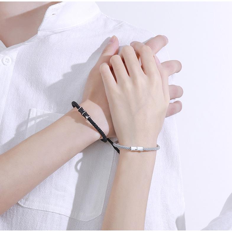 Vòng tay đôi hinh cây tre ý nghĩa vạn năm hạnh phúc có dây rút phong cách Hàn Quốc chất liệu Bạc925 Kratos 4