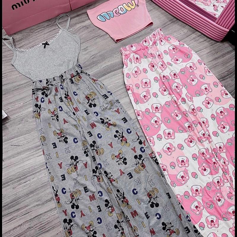 BỘ ÁO ỐNG HỒNG MEO + QUẦN XUÔNG DÀI HÌNH GÂU 5