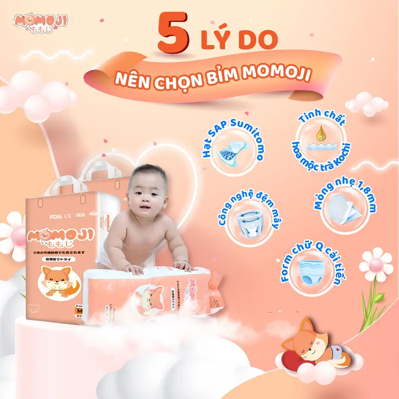[DEAL SHOCK MXQ] COMBO 3 BỊCH TÃ BỈM DÁN/QUẦN MOMOJI MỎNG MỀM, THẤM HÚT TỐT CHO BÉ - TẶNG GHẾ HƠI TẬP NGỒI CHO BÉ 1