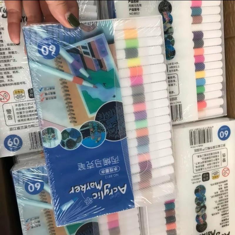 Bút Màu Vẽ Acrylic Marker 60 Màu Chuẩn, dùng để vẽ vải/giày/tường/giấy........... ( 60 màu)