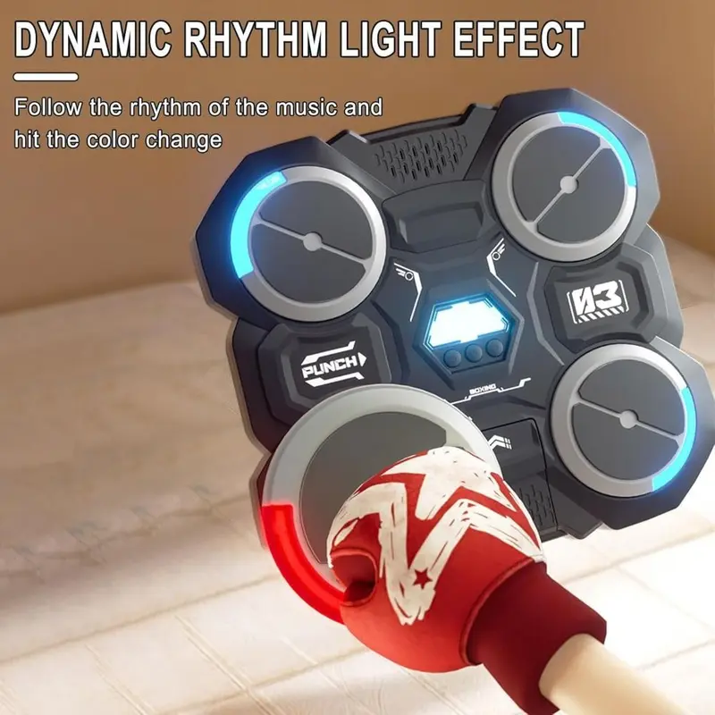 Máy Đấm Bốc Âm Nhạc Thông Minh Thể Thao Đấm Bốc, Thiết Kế Hộp Đựng Mới, Có Bluetooth, Đệm Đấm Bốc, Túi Cát Có Đèn LED Nhanh Nhẹn, Tập Thể Dục Thể Hình, Tập Luyện Phản Ứng, Mục Tiêu Treo Tường Đấm Bốc, Thích Hợp Sử Dụng Tại Nhà 1
