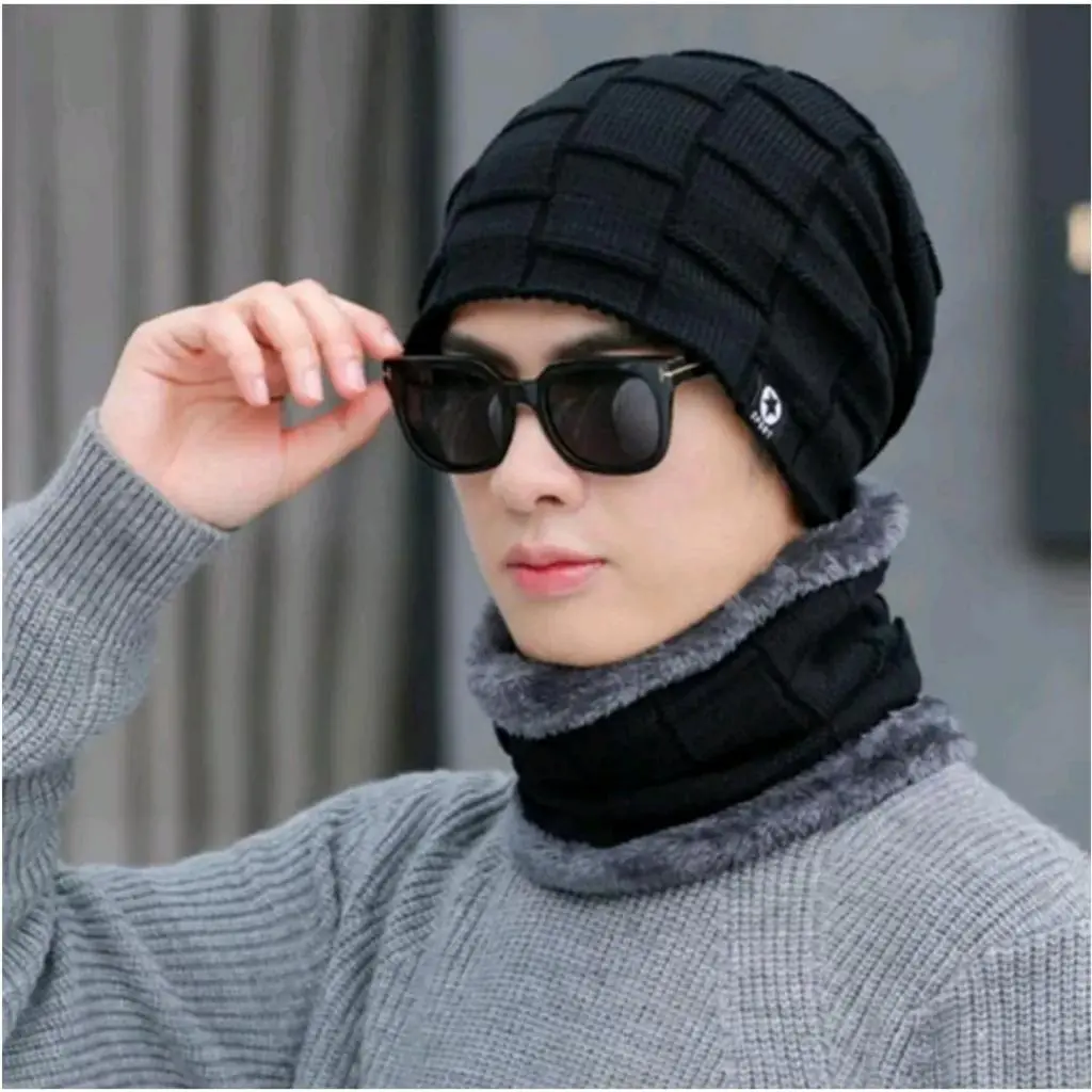 BEST SELLER - Kupluk beanie Hat Pria Dewasa Rajut Abu Blue Topi Coklat