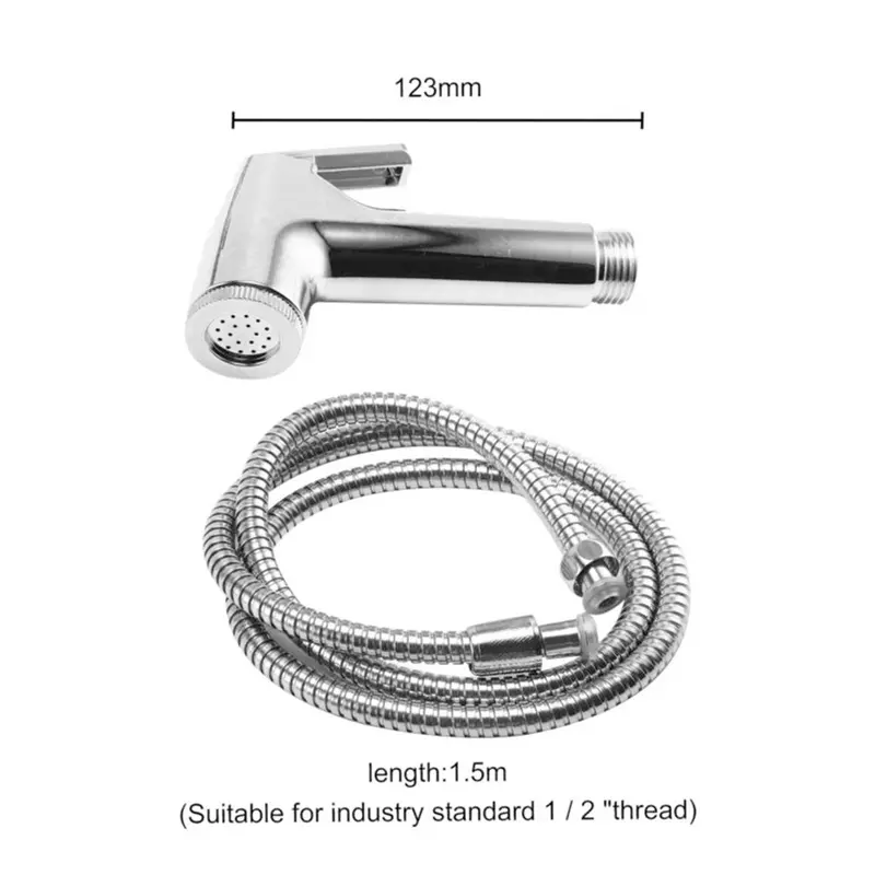 Chrome Bidet Shattaf Douche Spray Hygienic Toilet Shower Head Hose Set 3
