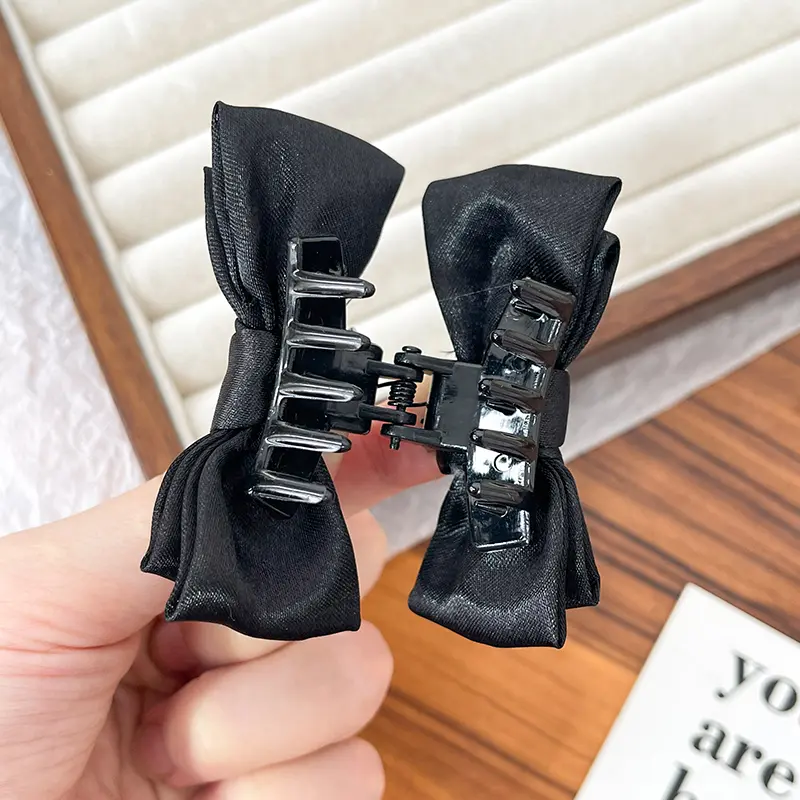 Kẹp Tóc Càng Cua Nhỏ Thiết Kế Thắt Nơ Màu Đen Ngọt Ngào, 1 Cặp, Kẹp Tóc Mái Bên Công Chúa, Thích Hợp Cho Phụ Nữ Và Trẻ Em Gái, Phụ Kiện Cài Tóc kepto  cnotieuthu 5