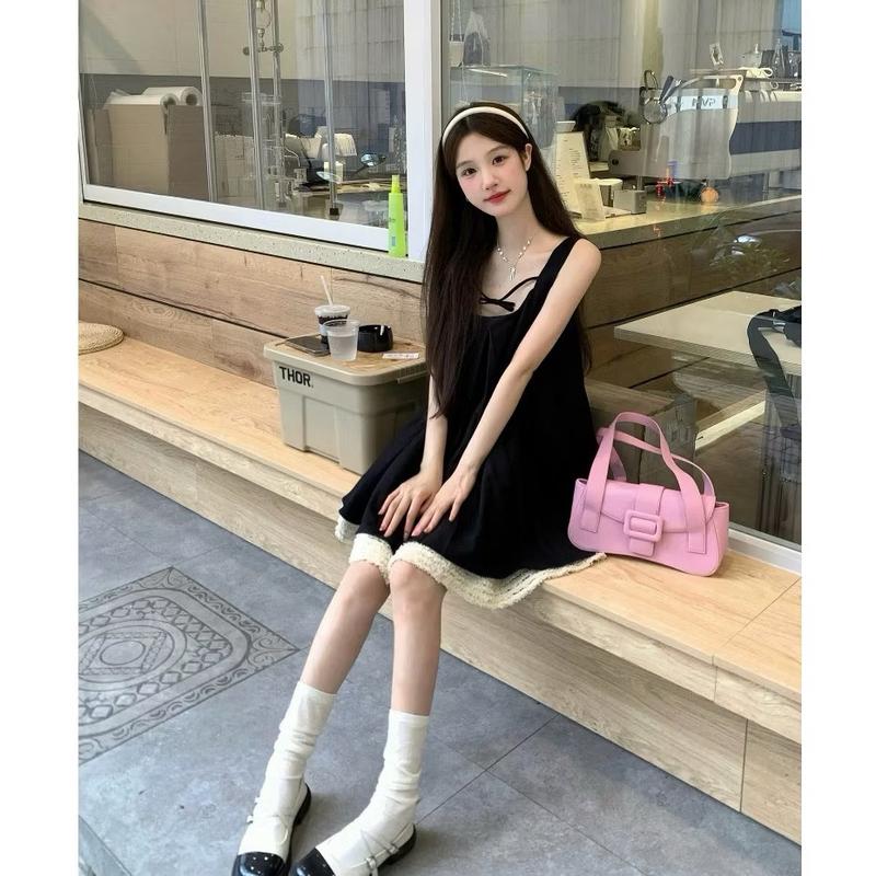 Váy Nữ Hai Dây Babydoll Suông Dáng Xoè Phối Viền Nơ Xinh Bồng Bềnh Viền Ren Vibe Nhẹ Nhàng Women - Me0WStore