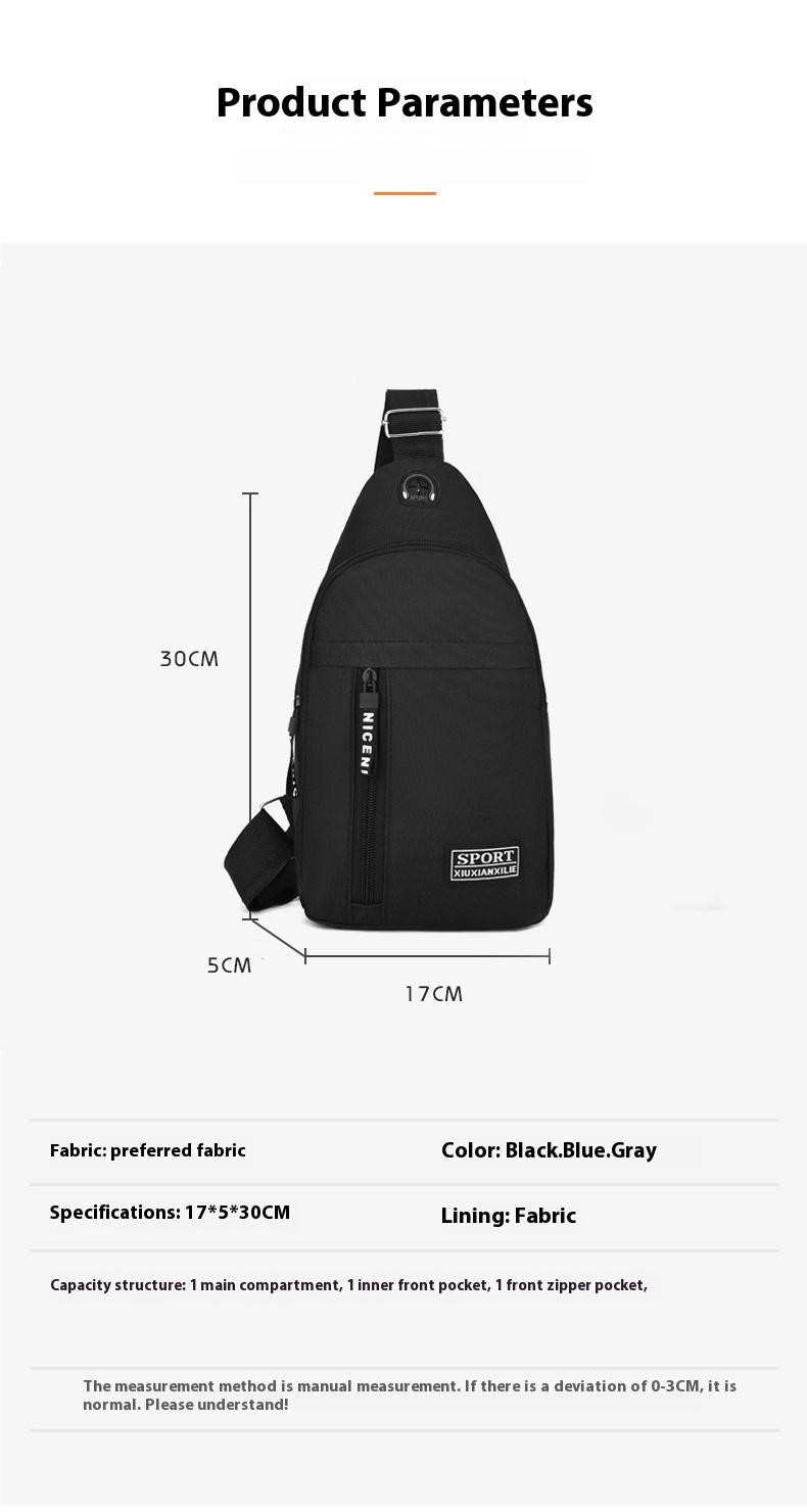 Product Introduction of 2025 new solid color chest bag men's trendy brand men's shoulder bag shoulder bag Oxford cloth casual bag small backpack 2