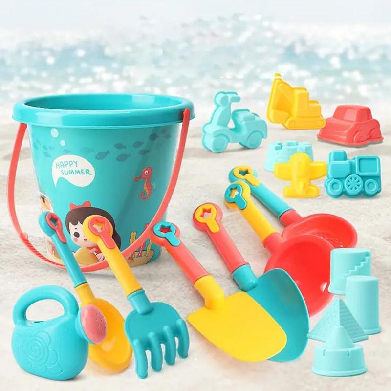 Product Introduction of Travel Beach Toys  Beach Toys Set With Sand Rake Watering Can Bucket Shovels Rakes Models Play Tools 27