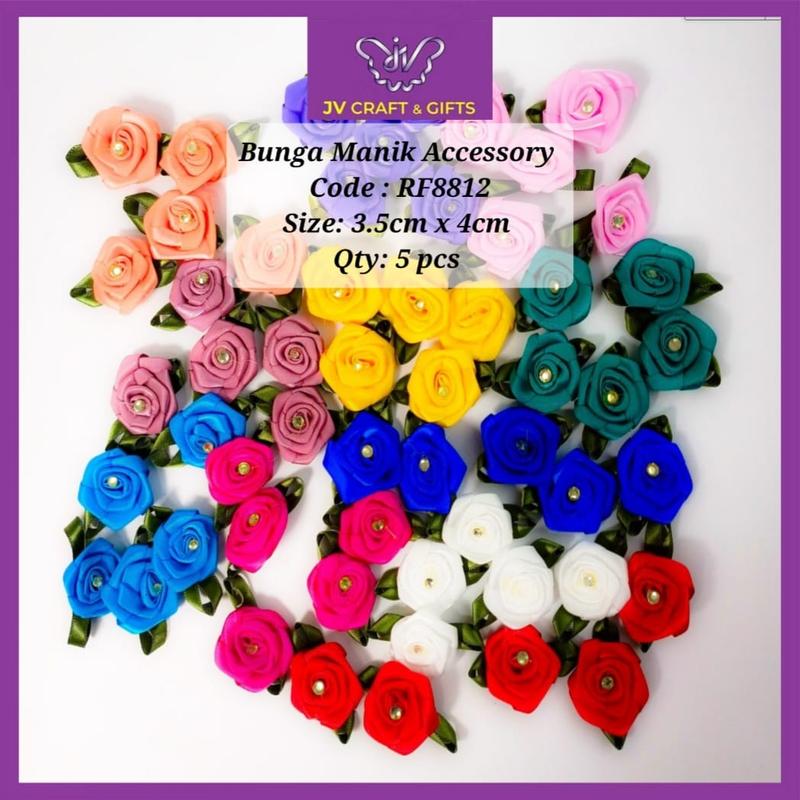 5 Pcs Bunga 3D Tampal | Handmade Fabric Flowers | Bunga Mani - TikTok ...