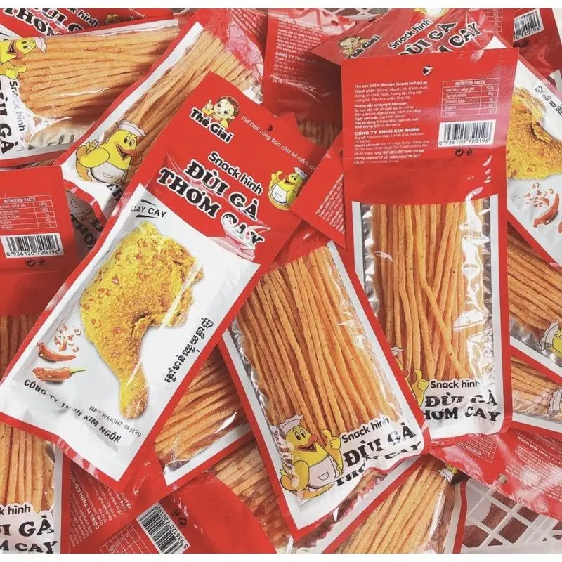 Tăm que cay đùi gà, snack tăm cay thơm ngon tuổi thơ