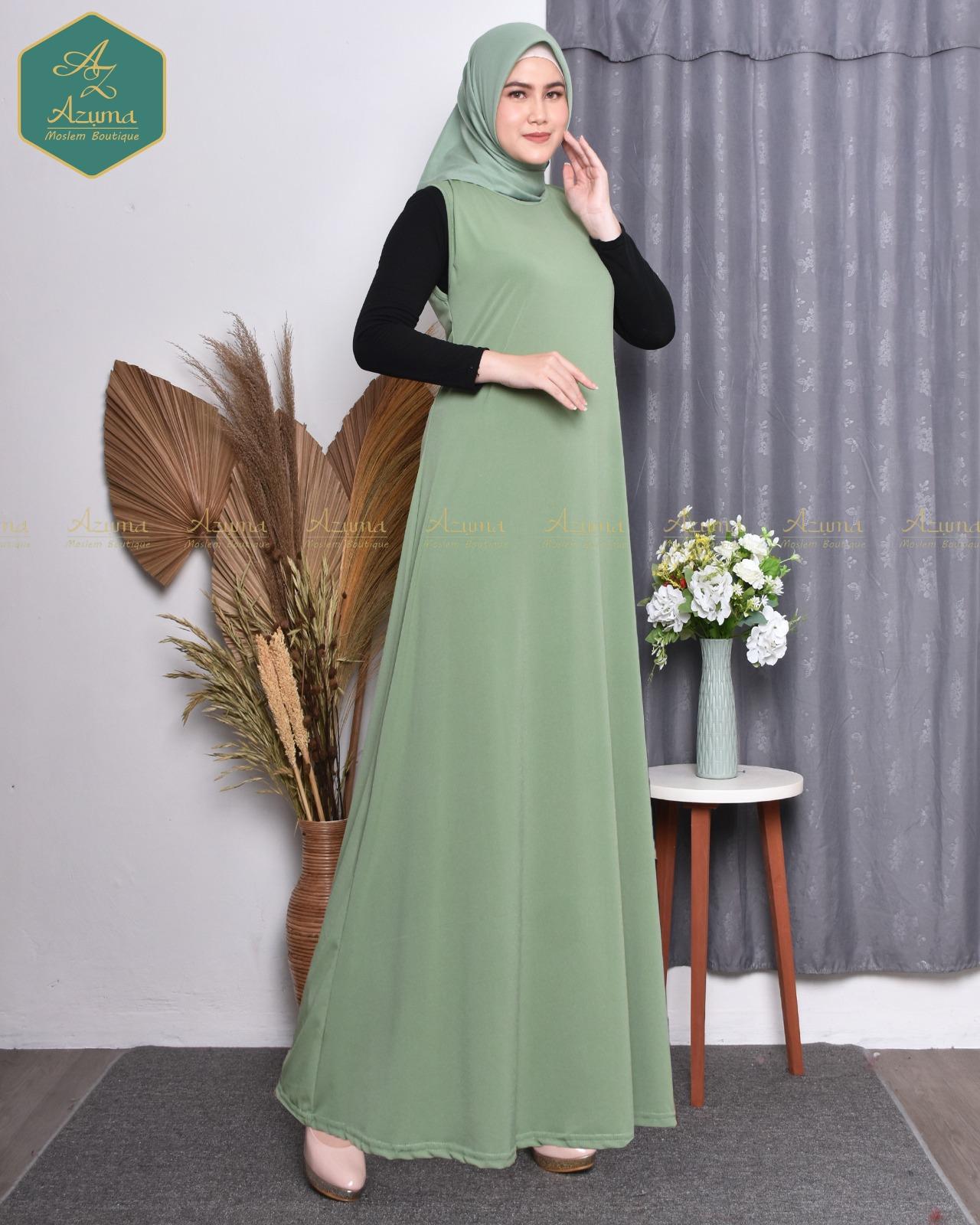 Azuma Gamis Jersey Kensi-Dalaman Gamis Jersey Korea Premium-Inner Dress Fit Muslim Nyaman Panjang Melar Tebal Hitam  Abu Navy Pink Hijau Botol Biru Maxi Outer  Mewah Lebaran 2025
