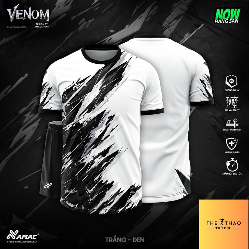 QUẦN ÁO ĐÁ BÓNG, ĐỒ ĐÁ BANH NAM NỮ AMAC VENOM - CHẤT LIỆU THUN MÈ LỤC GIÁC CO GIÃN 4 CHIỀU, THOÁNG KHÍ THOẢI MÁI VẬN ĐỘNG - NHẬN IN TÊN SỐ TỪ 1 BỘ xl đầy màu sắc