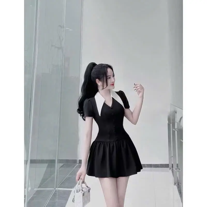 Đầm Nữ Bigsize Dự Tiệc Thiết Kế Sang Chảnh Đính Nút Bọc. Váy Phối Cổ Bẻ Kèm Quần Đùi ( Bigsize :45-90kg) Cotton 6