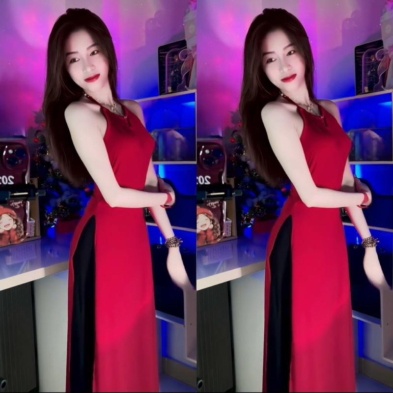 Áo Dài [áo dài+ quần ]áo dài Yếm Quần Xuông Dài Mặc Tết dành cho Nữ ( có mút )-X30