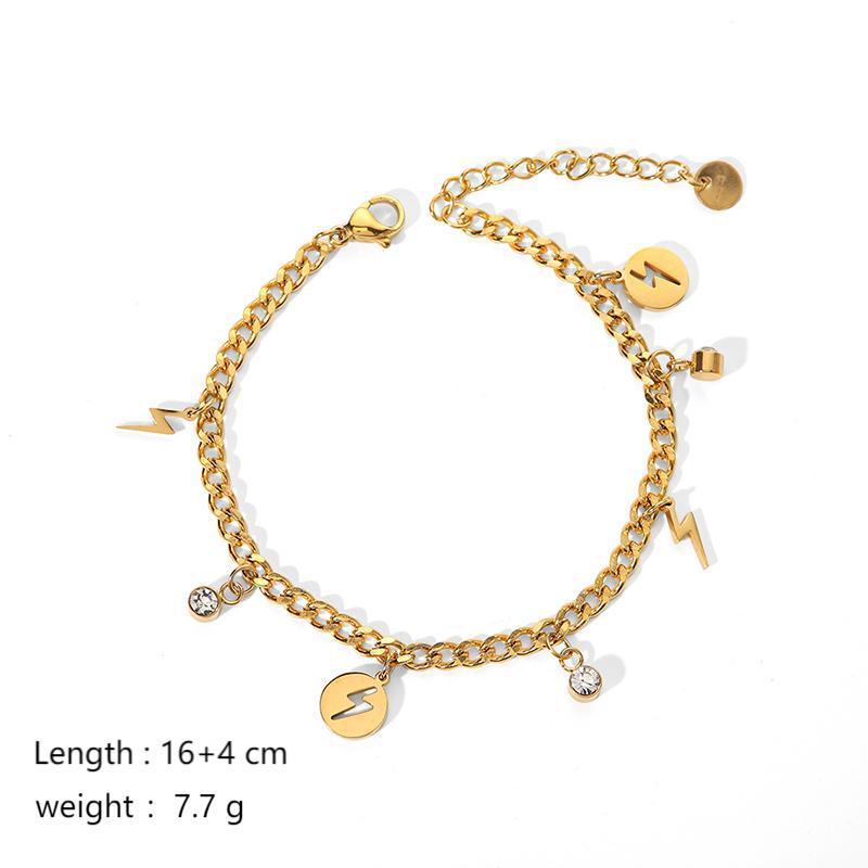 Unique Fashion Simple Bracelet Lightning Pearl Moon Cross Chain 18K Gold Stainless Steel Bracelet High-end Jewelry Really Good 2