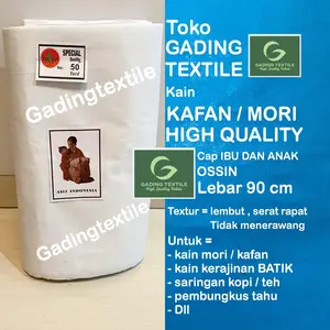 ( per 1 meter ) kain kafan mori katun putih jenasah jenazah CAP IBU DAN ANAK ossin meteran lebar 90 cm bahan craft kerajinan jumputan batik membatik tulis ecoprint saringan kopi teh pembungkus tahu cheese cloth keju hampers hamper