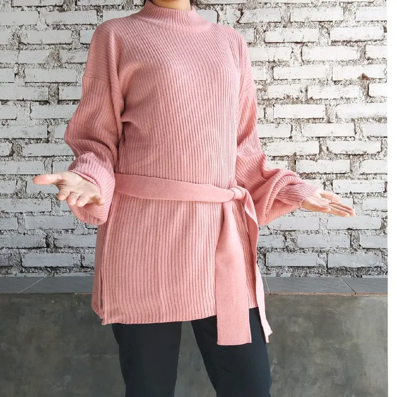 FAYOLA BALON Knitwear Outer Tangan - Baju Rajut Polos Wanita - Kardigan, Cardigan, Batwing, Hitam, Panjang 6