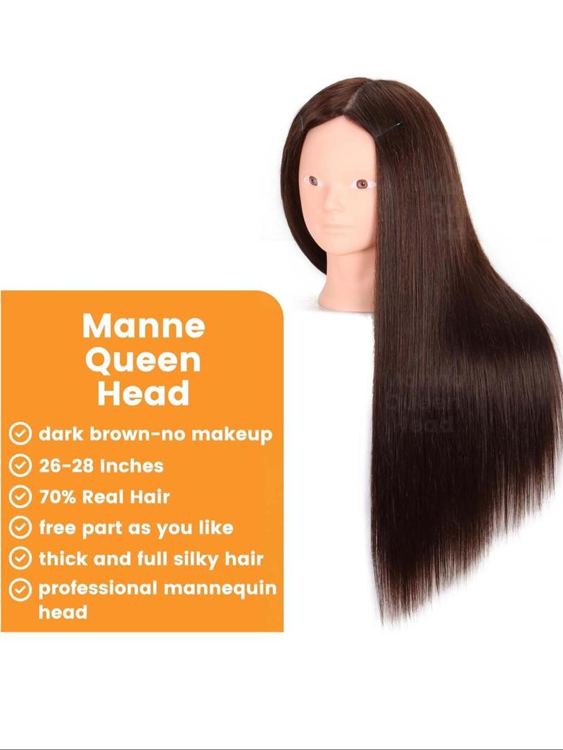 Product Introduction of 23 Inch Long Hair Mannequin Head with 70% Real Hair, Training Head Hairdresser Practice Styling Manikin Head, Cosmetology Doll Head Choice To Practice Hair Braiding 4