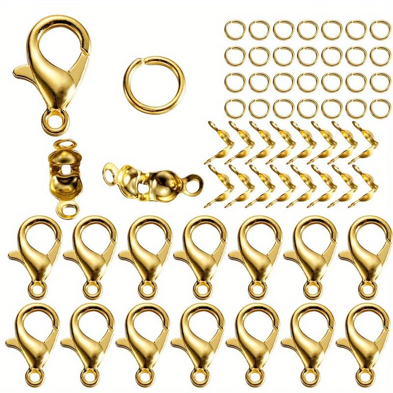 80pcs/set DIY Lobster Clasps, Jump Rings Connector Clasps, Crimp End For Bracelet Necklace Chains DIY Jewelry Making Supplies 3