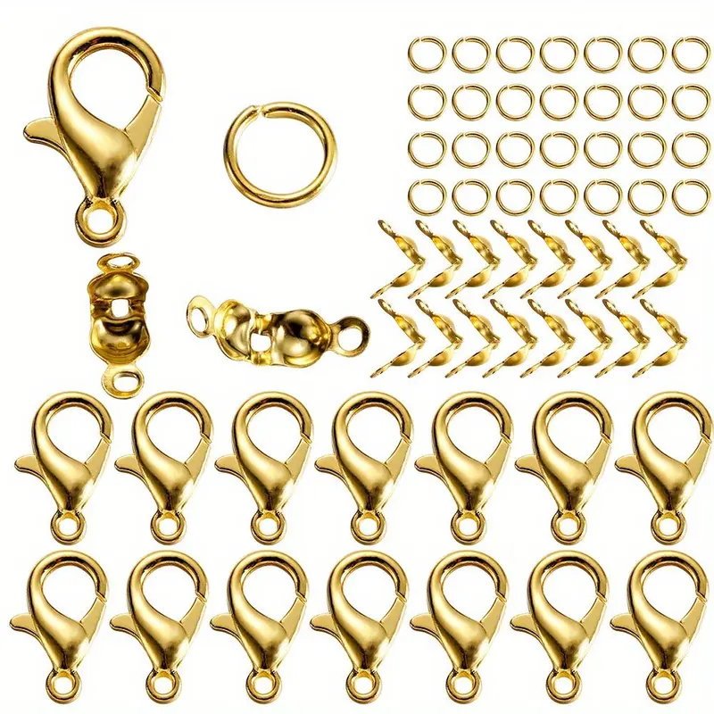 80pcs/set DIY Lobster Clasps, Jump Rings Connector Clasps, Crimp End For Bracelet Necklace Chains DIY Jewelry Making Supplies 3