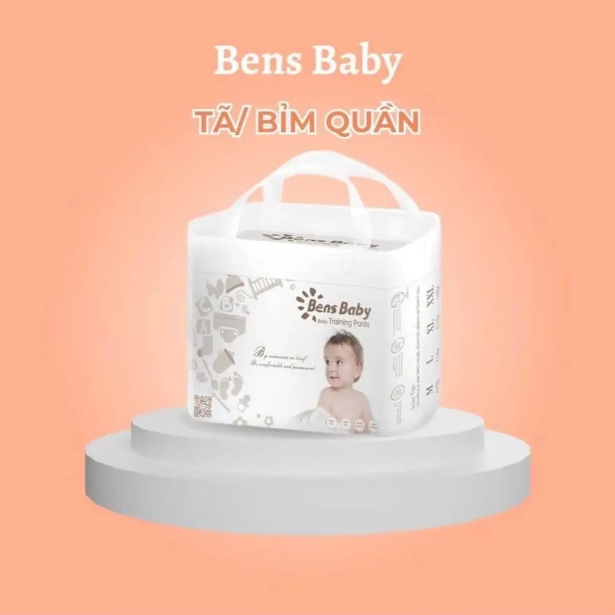 Bỉm bens baby, bỉm tã quần cho bé ban đêm chống tràn đa kích cỡ M L XL XXL