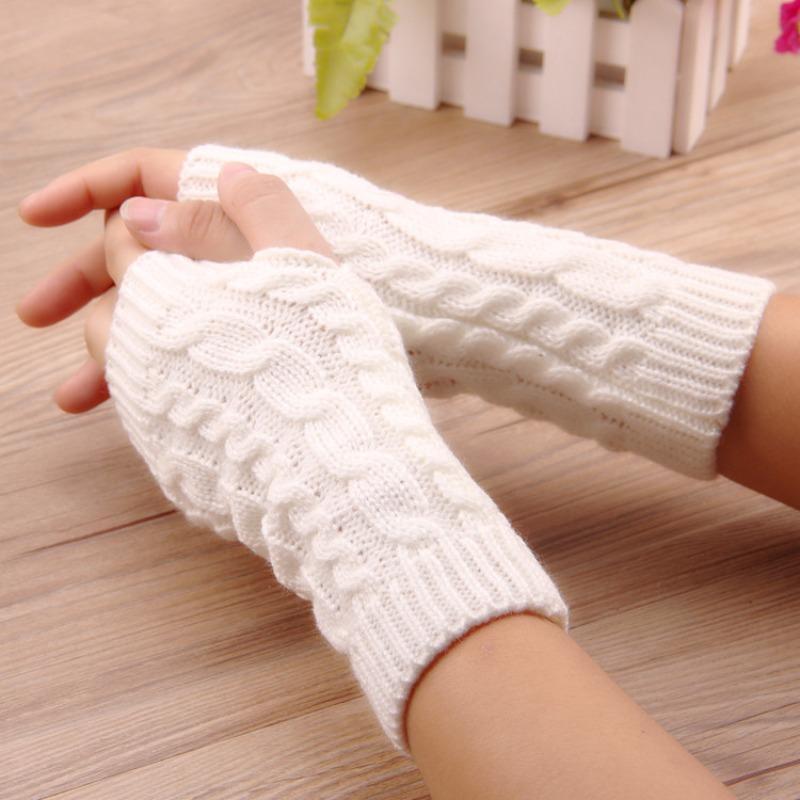 Women's Solid Color Fingerless Knitted Gloves for Christmas Gift, Casual Trendy Warm Gloves for Fall & Winter, Fashionable Sports Gloves for Women & Girls 4