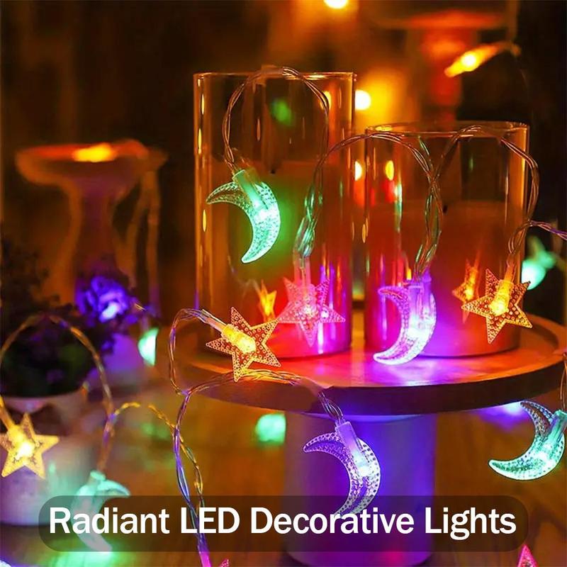 Moon & Star Shaped LED Night Light, Battery Powered LED String Light, Hanging Decorations for Home Decoration Party 8