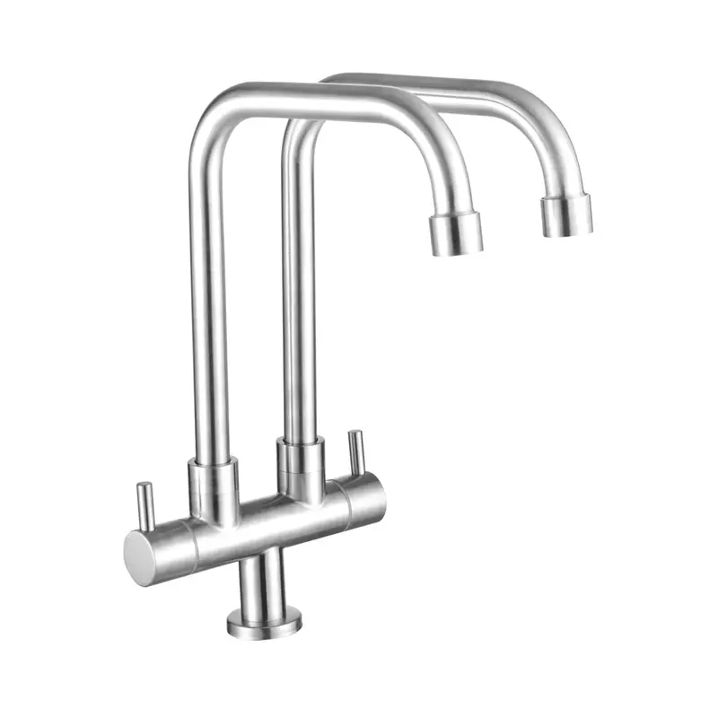 AZKO Kris Keran Dapur Leher Angsa Dual Tap 3082D Kitchen Sink Faucet Peralatan Dapur Kran Air Wastafel 2