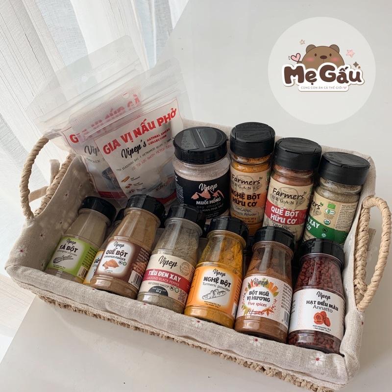 [Vipep] Gia vị nấu ăn tổng hợp tự nhiên/ hữu cơ Vipep (bột hành, bột tỏi, bột quê, hạt điều màu, bột gừng,....)
