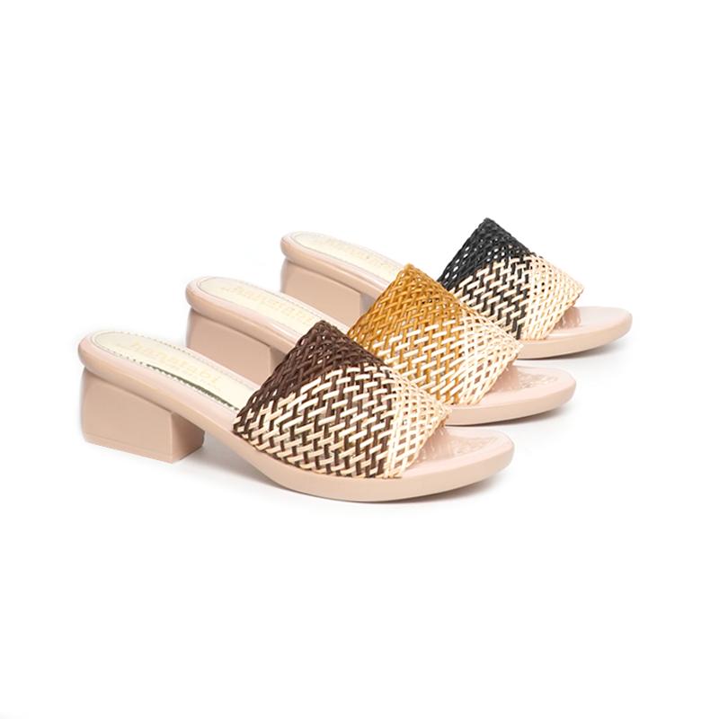 Dép Nữ Đế PU Kem Siêu Nhẹ Cao 5cm Hanatabi Quai Lưới Bigsize (35-42) Mã HNDE5F1102 9