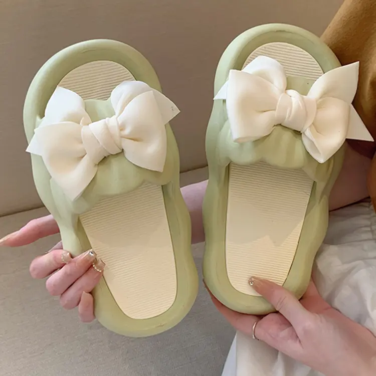 Summer slippers for women, soft bottom, cute bowknot design